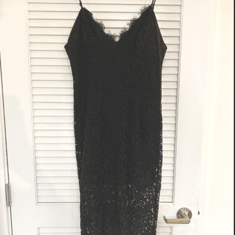 Bardot Black Lace Midi Dress